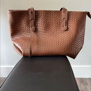 Chic Brown Woven Tote Bag NWOT